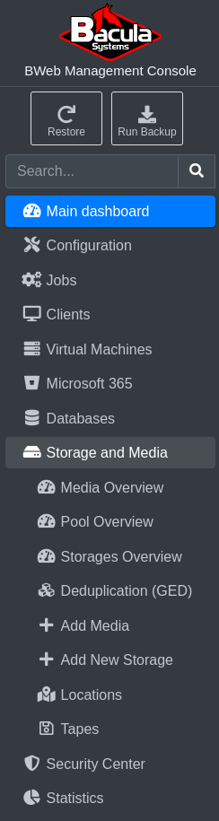 Storage and Media Menu