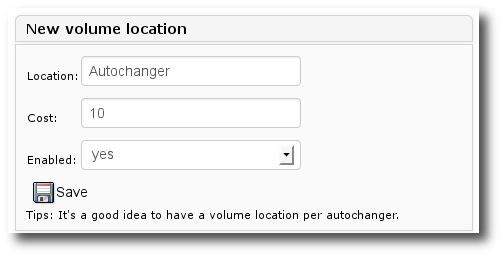 Add a Volume Location