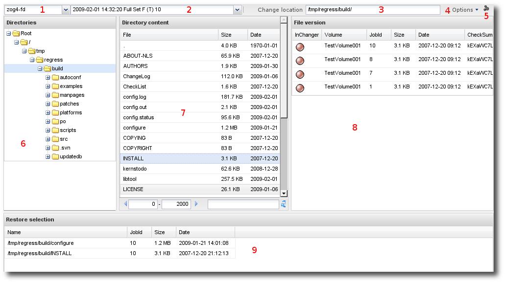 Web Restore Interface