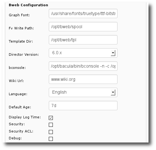 BWeb Parameters