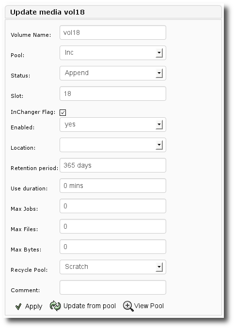 Modify Volume properties