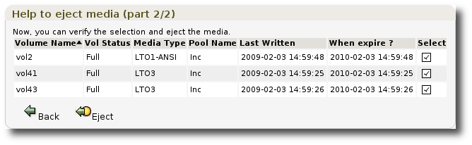 List of media to Export