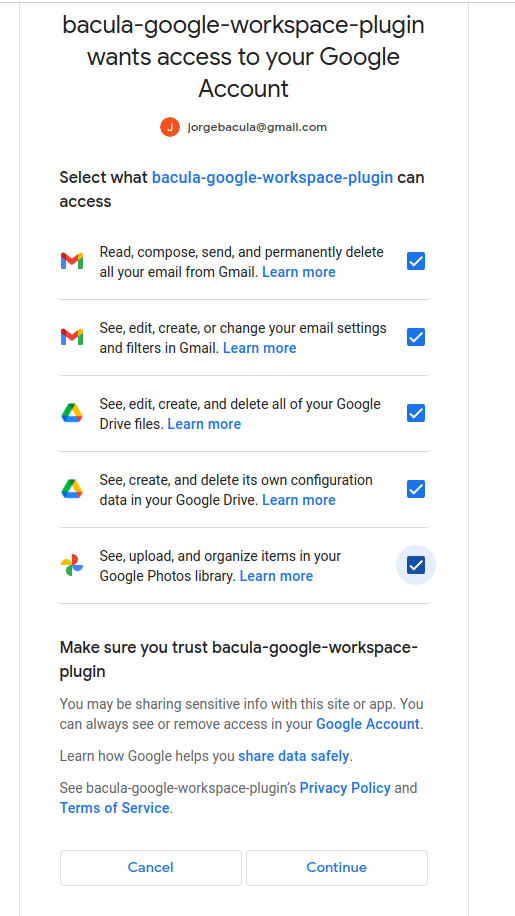 Accept permissions