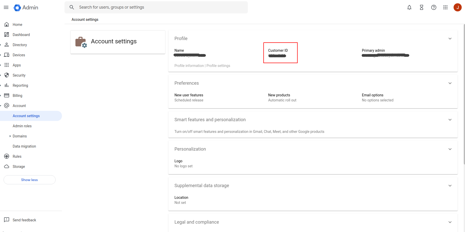 Workspace customer id