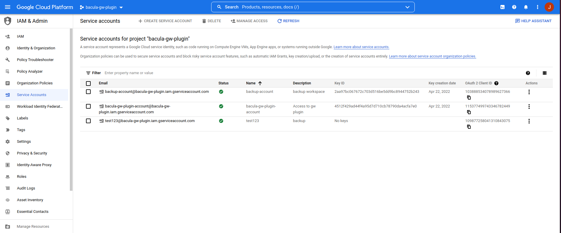 Google Workspace Service accounts