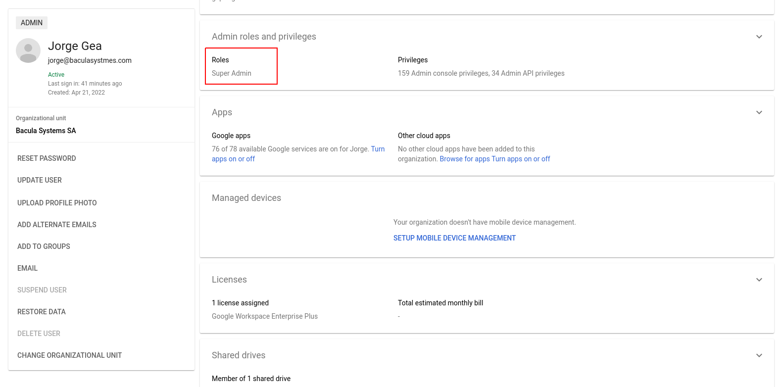 Workspace super admin