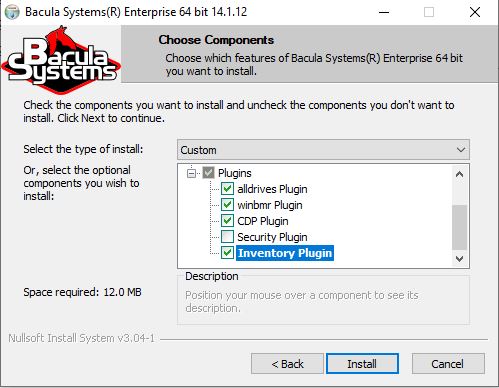 The inventory plugin in the File Daemon windows installer