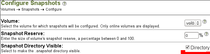Configuration for Snapshot Directory