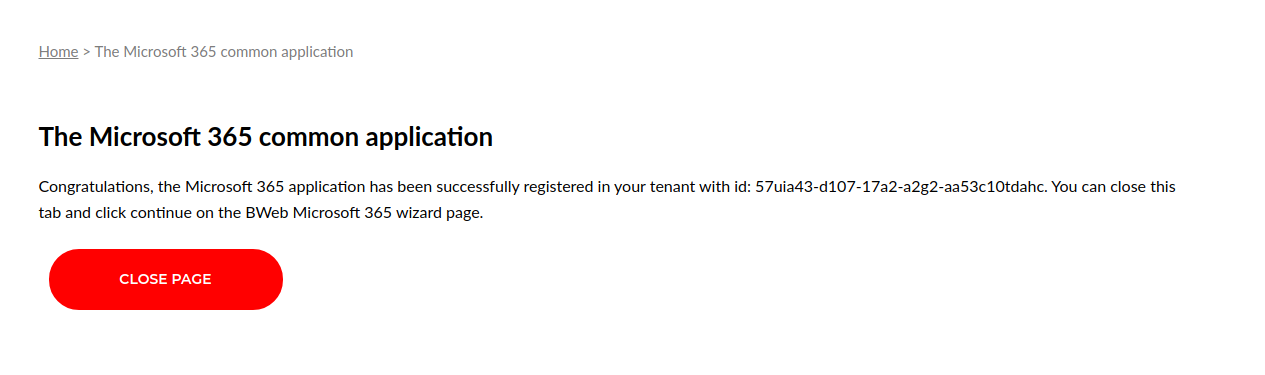 Registration confirmation